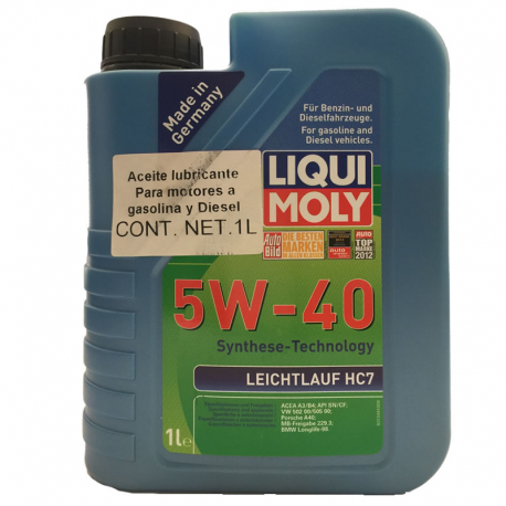 Aceite Liqui Moly 5W-40  100% sintético – Liqui Moly México