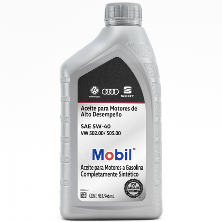 Botella de Aceite 5W-40 con Certificado de VW Mobil para Motor a Gasolina y Diesel