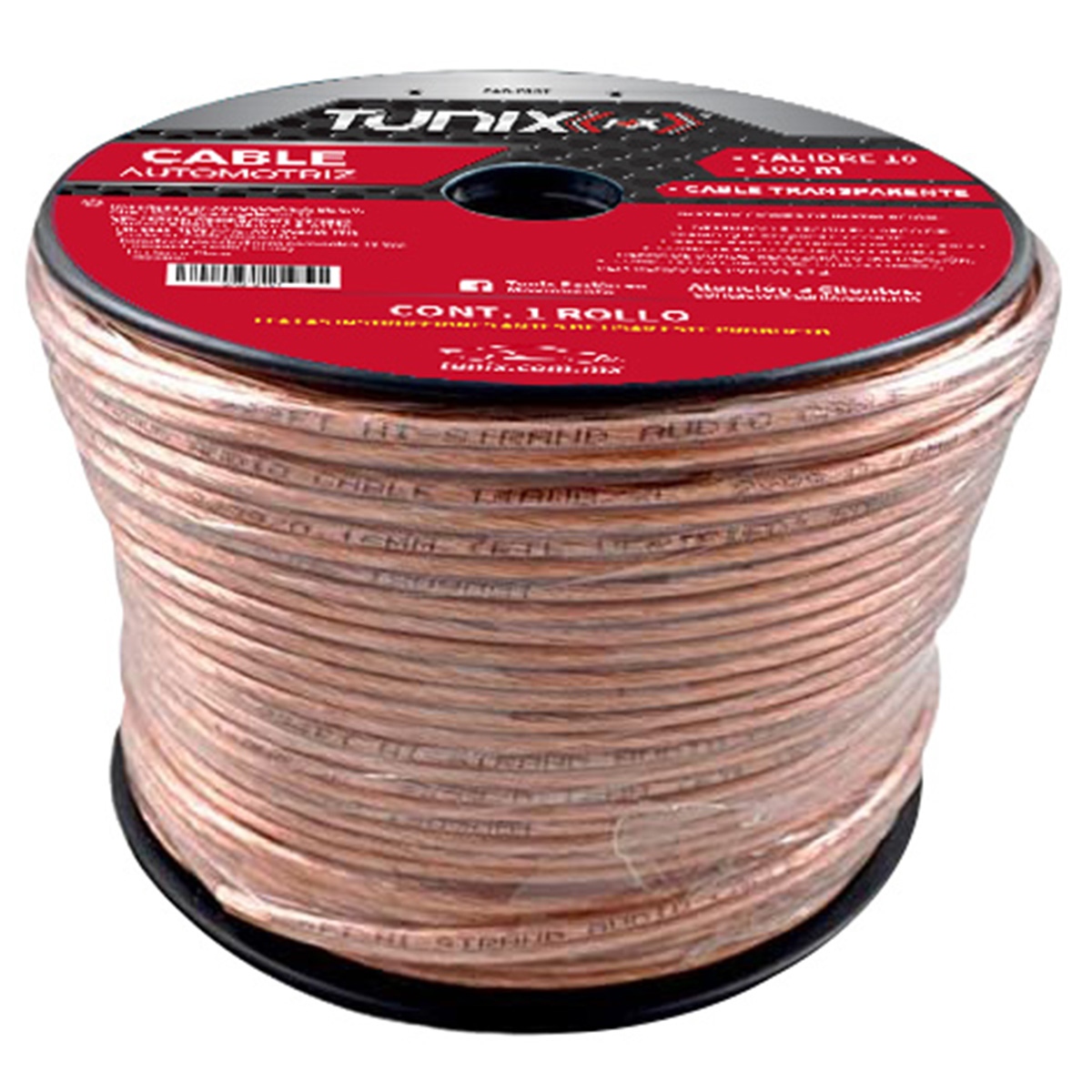 Rollo de 100 metros de Cable Transparente Calibre 18 para Audio Tunix Refaccionaria Mario Rollo de 100 metros de Cable Transparente Calibre 18 para Audio Tunix Refaccionaria Mario
