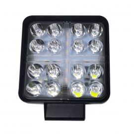 Par de Faros Cuadrados con 16 Leds Blanco y ambar, Estrobo y Cruz con Ojo de Ángel Tunix