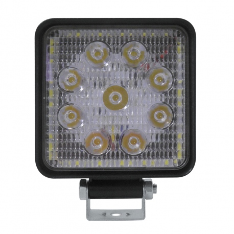 Par de Faros Cuadrados con 9 Hiper Leds Blancos Estrobo y Aro de Luz Ambar Tunix