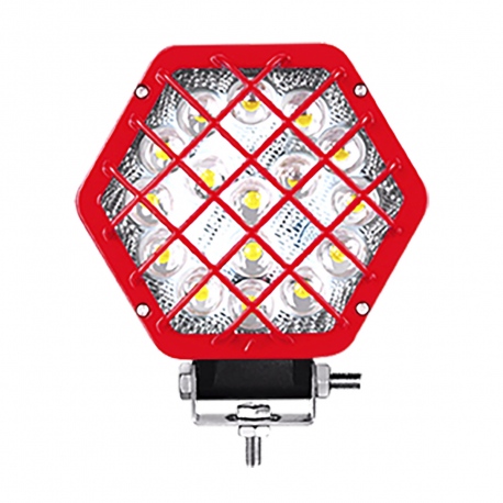 Par de Faros Hexágonales con Lupa y Reja Roja de 16 Luces LED Blancas Tunix