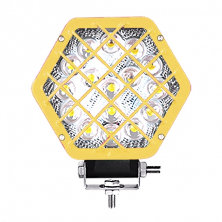 Par de Faros Hexagonales con Lupa y Reja de Color Amarillo con 16 Leds Blancos Tunix.