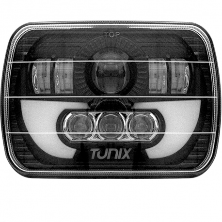 Faro Rectangular de 7 Pulgadas con Fondo Negro, 9 LED y Lupa Tunix