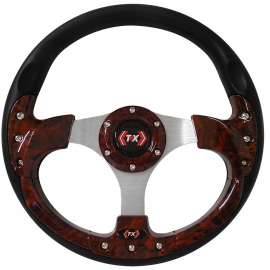 Volante Deportivo Negro de 3 Brazos con Incrustaciones Tipo Madera Tunix