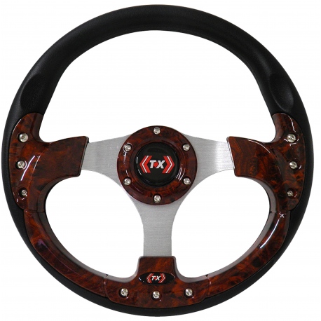 Volante Deportivo Negro de 3 Brazos con Incrustaciones Tipo Madera Tunix