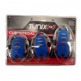 Kit de 3 Pedales Tipo Escarabajo Cromado con Hule Azul Tunix