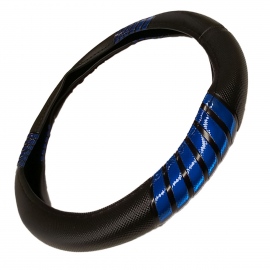Funda de Volante de 38 cm Negra con Rayas Diagonales Azules Tunix