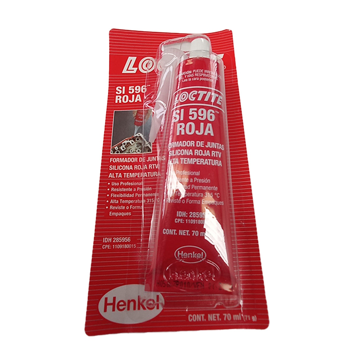 Silicón RTV rojo de alta temperatura marca Loctite